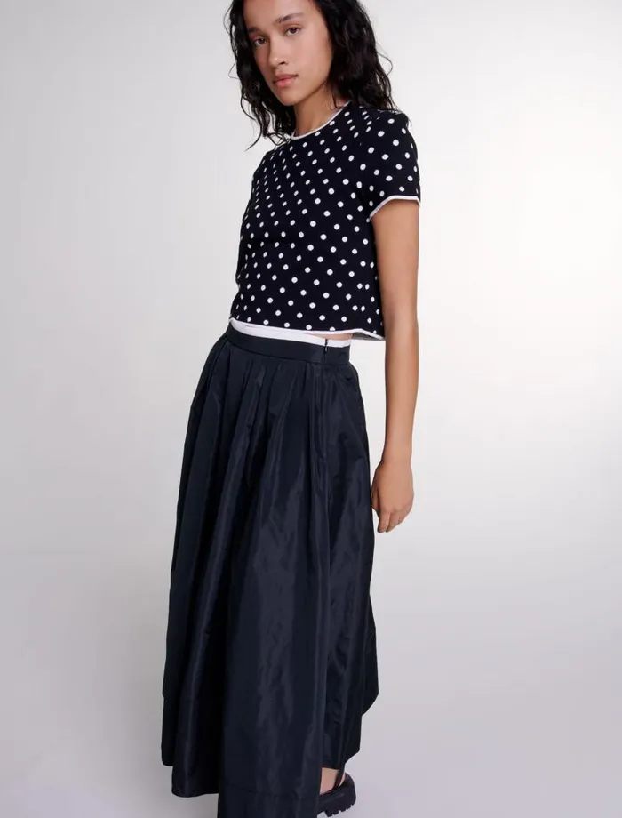 Maje Skirts and Shorts Womens Long Skirt With Contrast Waistband Black