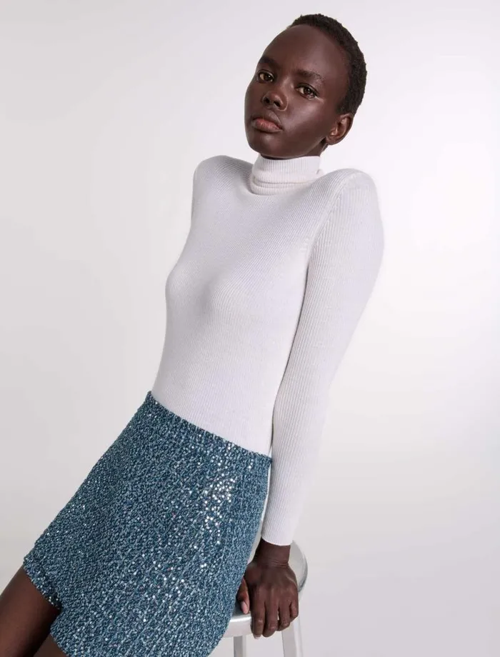 Maje Skirts and Shorts Womens Tweed Illusion Shorts Blue Silver