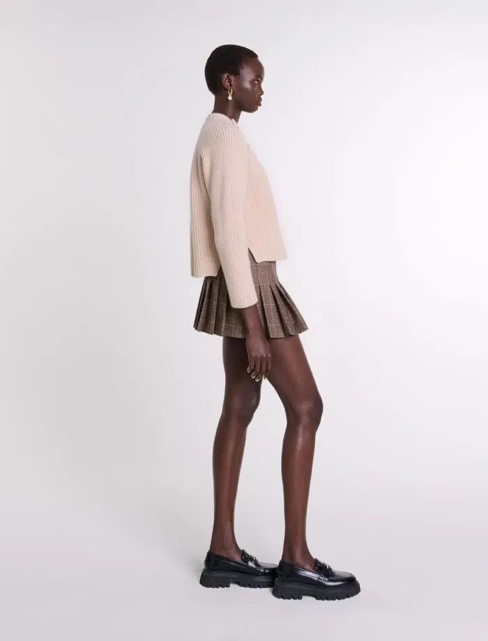 Maje Sweaters and Cardigans Womens Ribbed Wool Jumper Beige