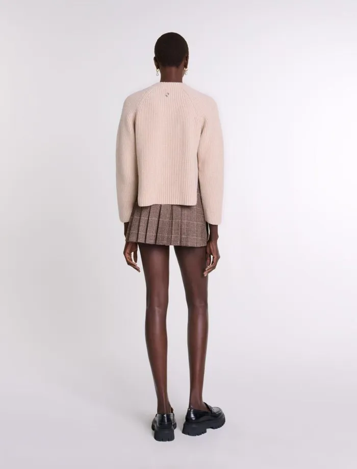 Maje Sweaters and Cardigans Womens Ribbed Wool Jumper Beige