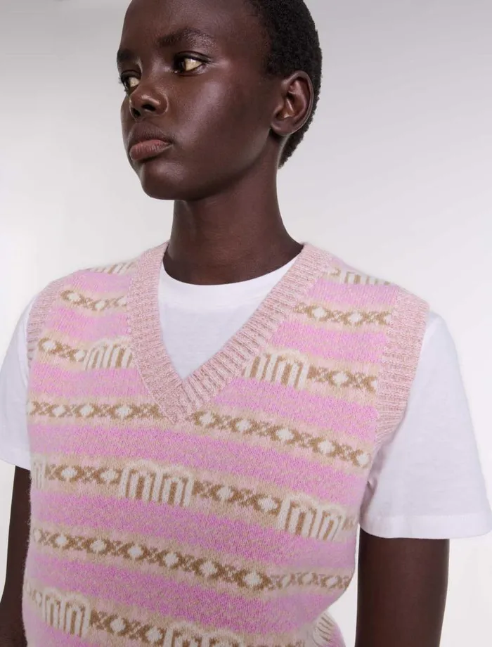 Maje Sweaters and Cardigans Womens Sleeveless Jacquard Jumper Multicoloured
