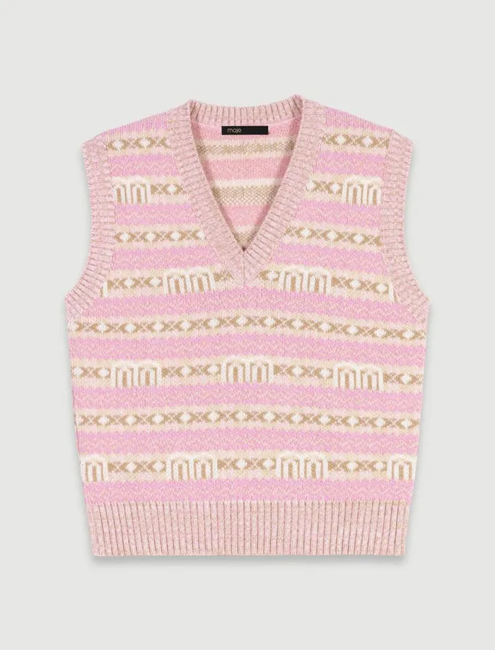 Maje Sweaters and Cardigans Womens Sleeveless Jacquard Jumper Multicoloured