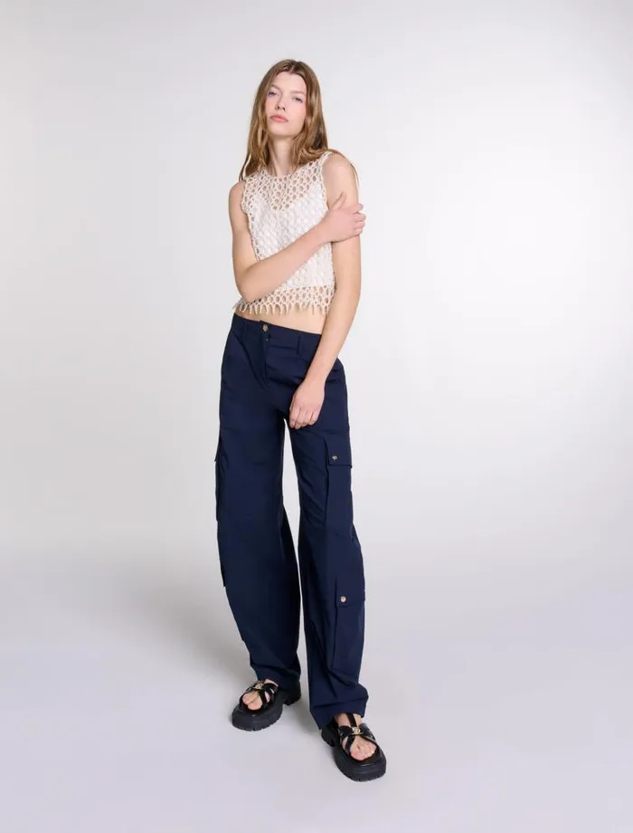 Maje Tops and Shirts Womens Beaded Top Ecru