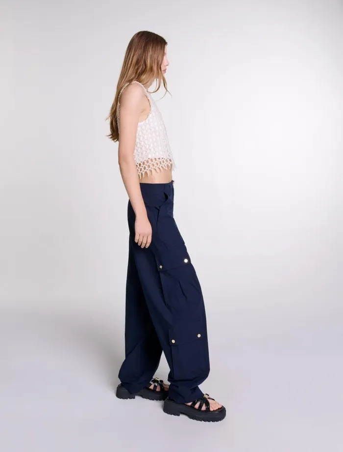Maje Tops and Shirts Womens Beaded Top Ecru