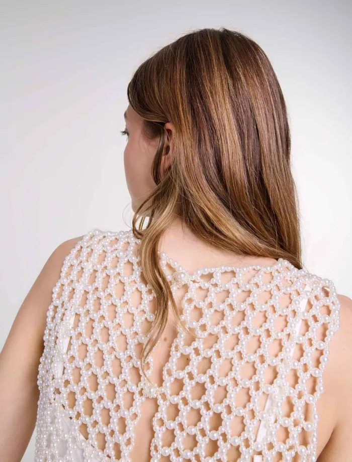 Maje Tops and Shirts Womens Beaded Top Ecru