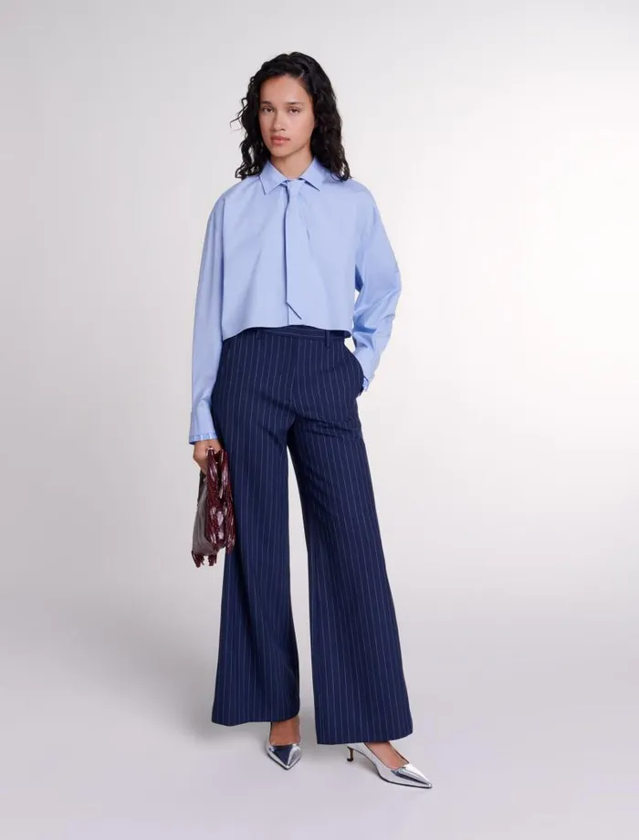 Maje Tops and Shirts Womens Shirt With Removable Tie Blue