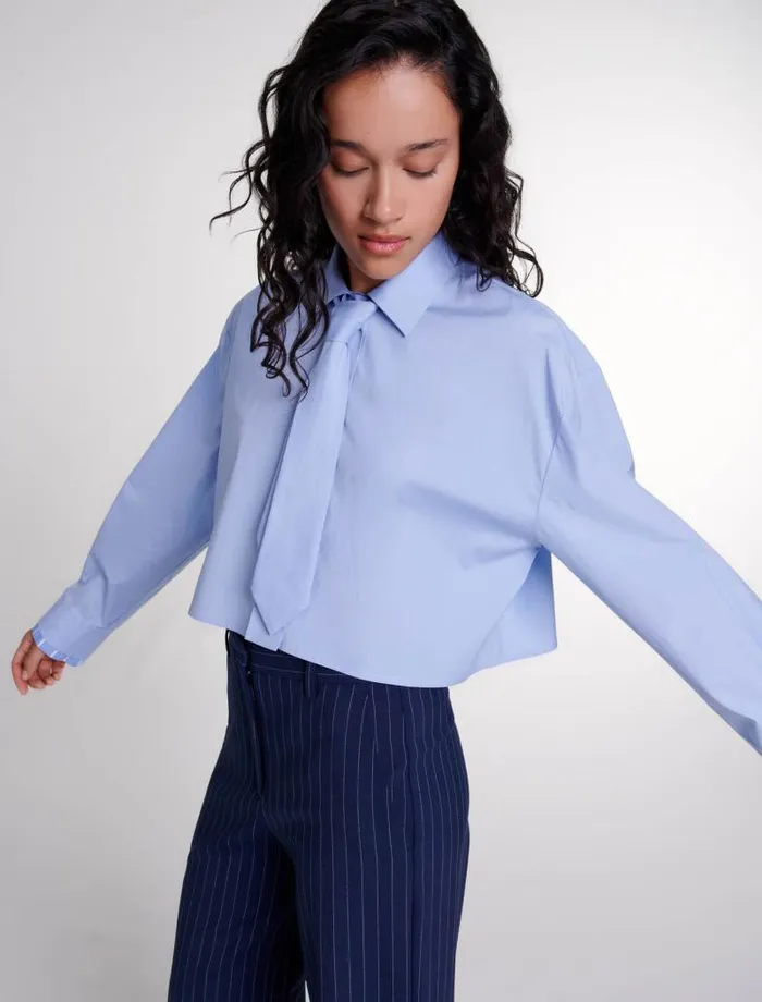 Maje Tops and Shirts Womens Shirt With Removable Tie Blue