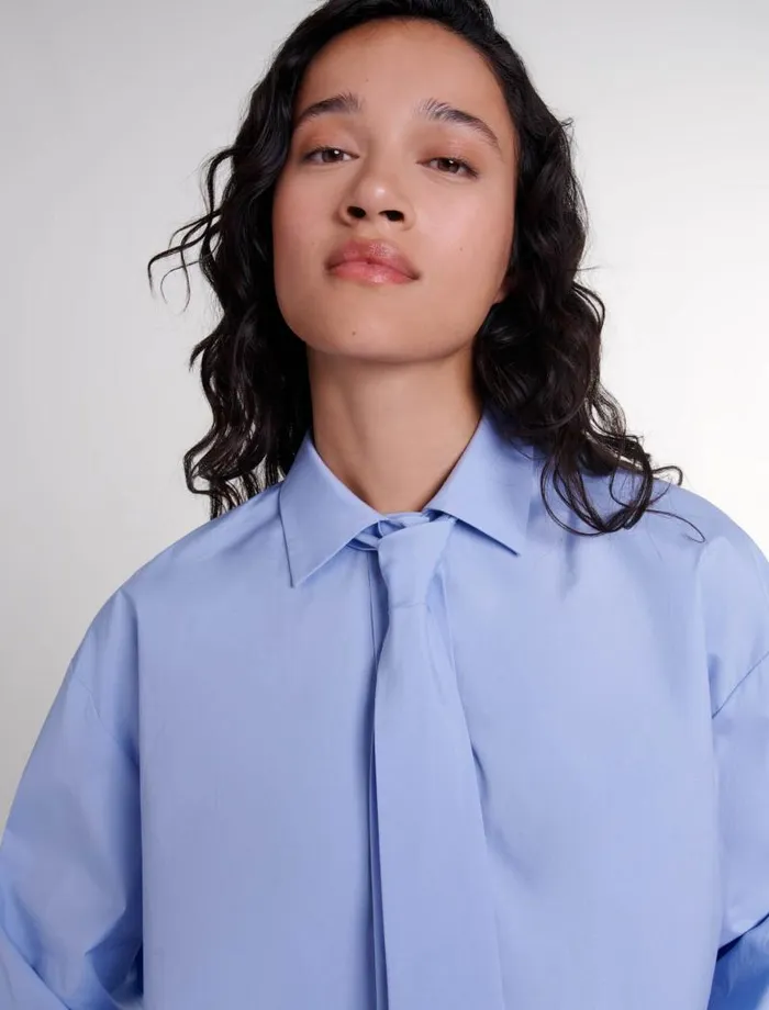 Maje Tops and Shirts Womens Shirt With Removable Tie Blue
