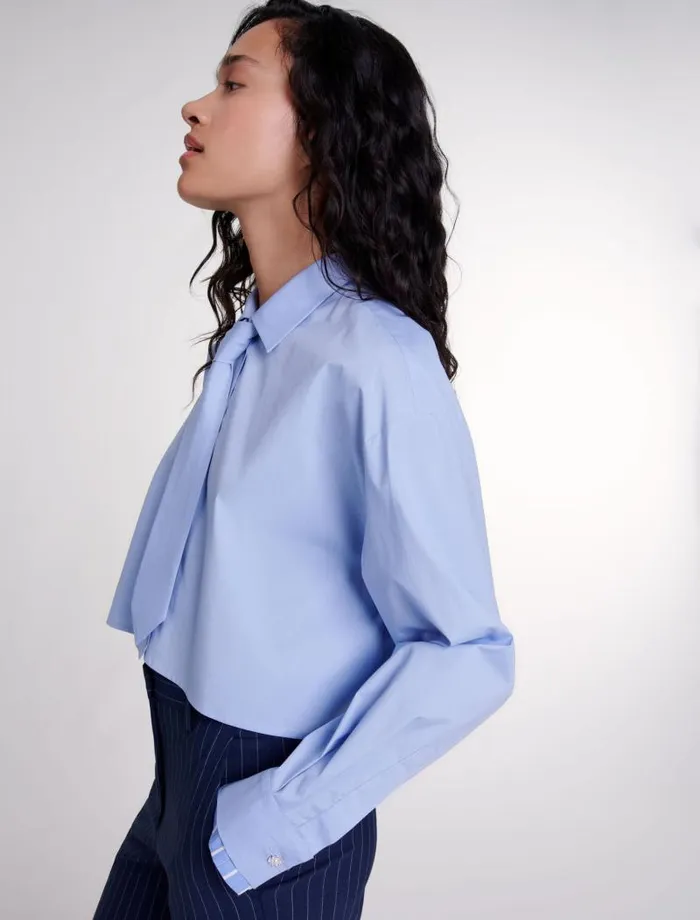 Maje Tops and Shirts Womens Shirt With Removable Tie Blue