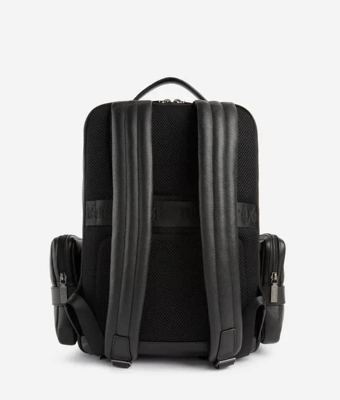 Man Backpacks and Belt Bags Alviero Martini Beta Leather Large Computer Backpack Black