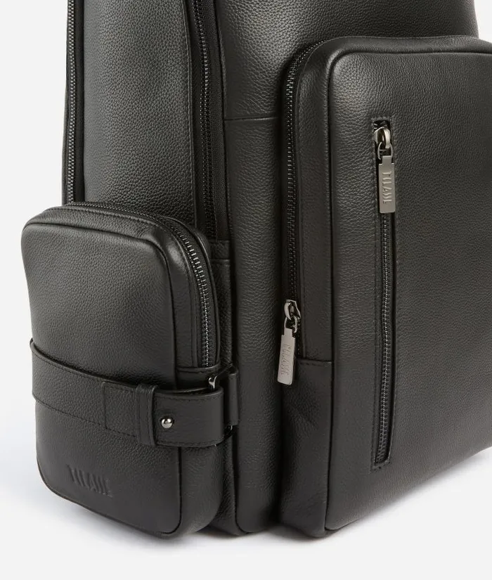 Man Backpacks and Belt Bags Alviero Martini Beta Leather Large Computer Backpack Black