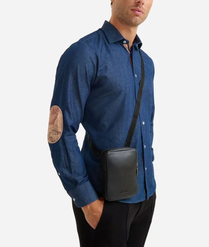 Man Backpacks and Belt Bags Alviero Martini Beta Leather Large Computer Backpack Black