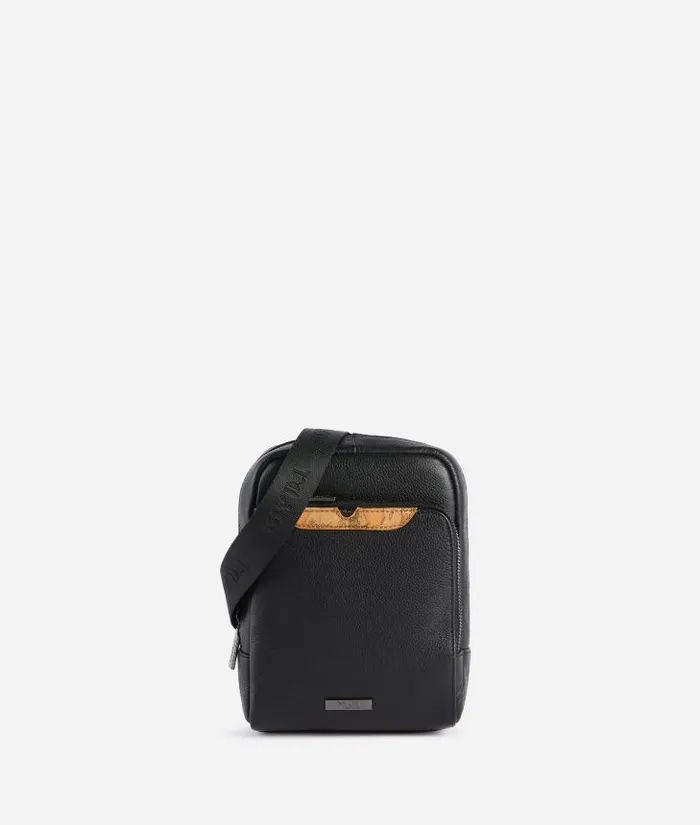 Man Crossbody and Messenger Bags Alviero Martini Beta Leather Small Crossbody Bag Black