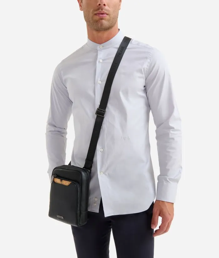 Man Crossbody and Messenger Bags Alviero Martini Beta Leather Small Crossbody Bag Black