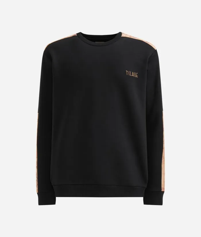 Man Knitwears Shirts and TShirts Alviero Martini Cotton Crewneck Sweater With Geo Classic Details Black Man Knitwears Shirts and TShirts Alviero Martini Cotton Crewneck Sweater With Geo Classic Details Black