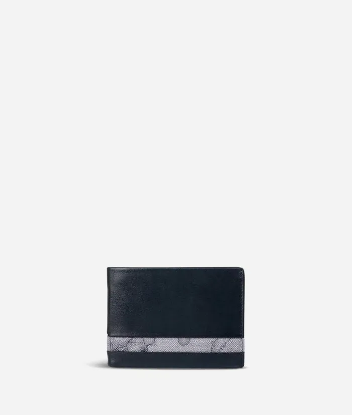 Man Wallets Alviero Martini Medium Leather Wallet Geo Dark Fabric Trims