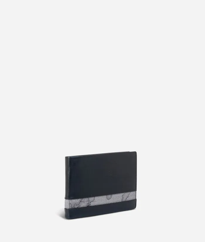 Man Wallets Alviero Martini Medium Leather Wallet Geo Dark Fabric Trims