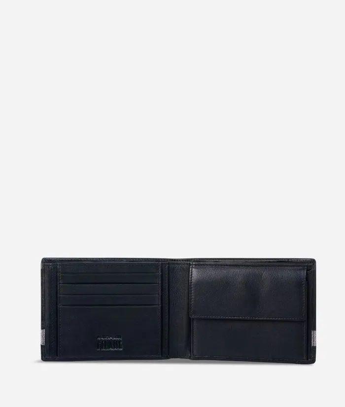 Man Wallets Alviero Martini Medium Leather Wallet Geo Dark Fabric Trims