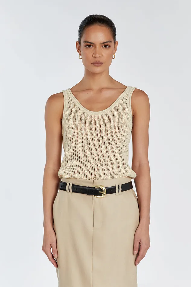 MARGOT WHEAT SCOOP KNIT TANK Women DISSH Knitted