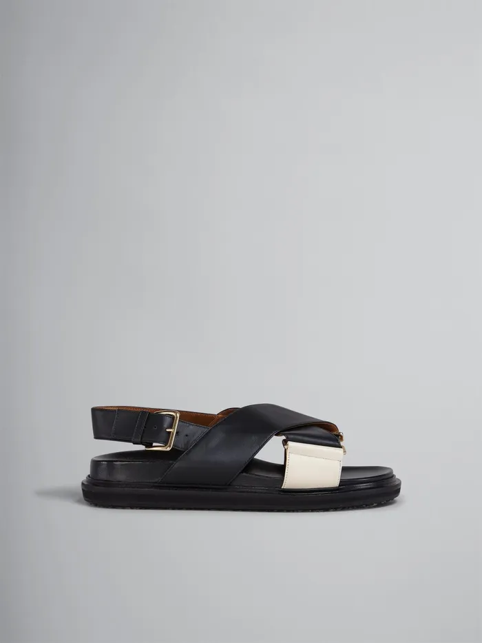 Marni And White Leather Fussbett Black Womens Sandals and Wedges