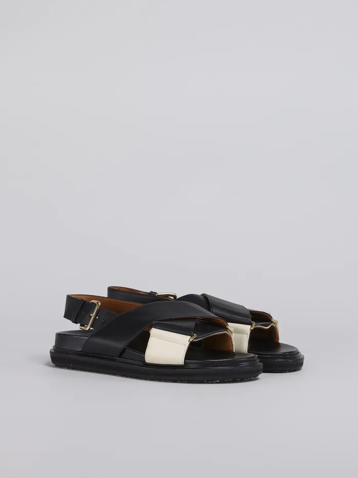Marni And White Leather Fussbett Black Womens Sandals and Wedges Marni And White Leather Fussbett Black Womens Sandals and Wedges