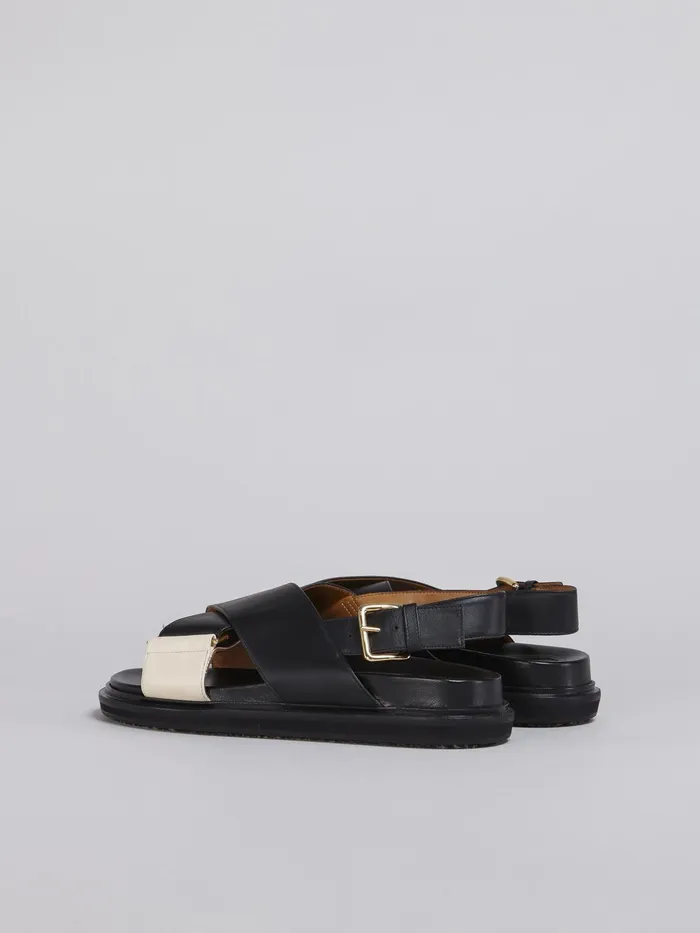 Marni And White Leather Fussbett Black Womens Sandals and Wedges Marni And White Leather Fussbett Black Womens Sandals and Wedges
