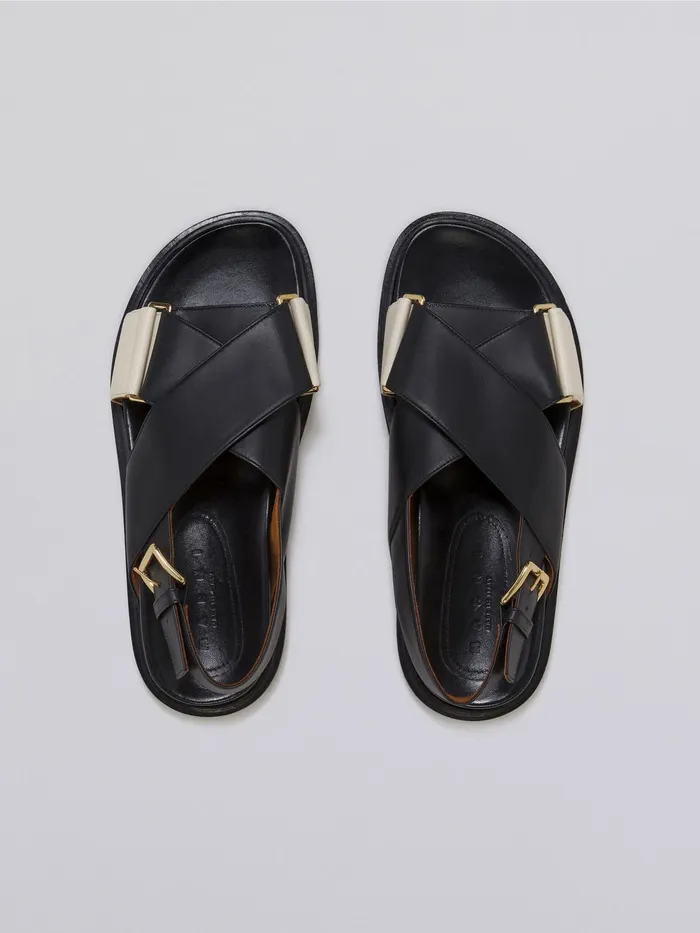 Marni And White Leather Fussbett Black Womens Sandals and Wedges Marni And White Leather Fussbett Black Womens Sandals and Wedges