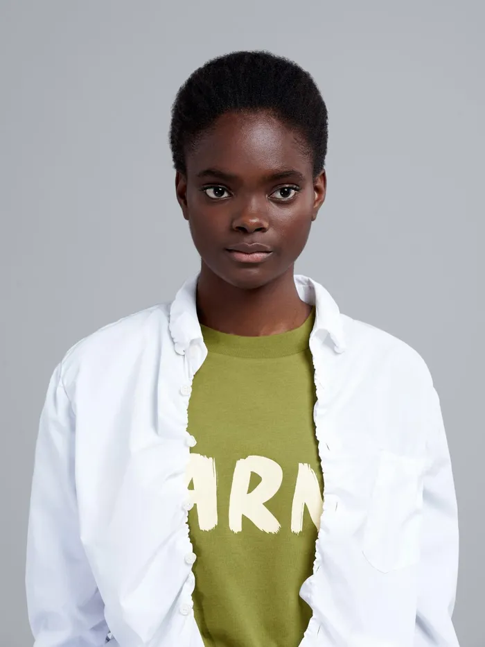 Marni Bio Poplin Shirt Lily White Womens Tops and Shirts Marni Bio Poplin Shirt Lily White Womens Tops and Shirts