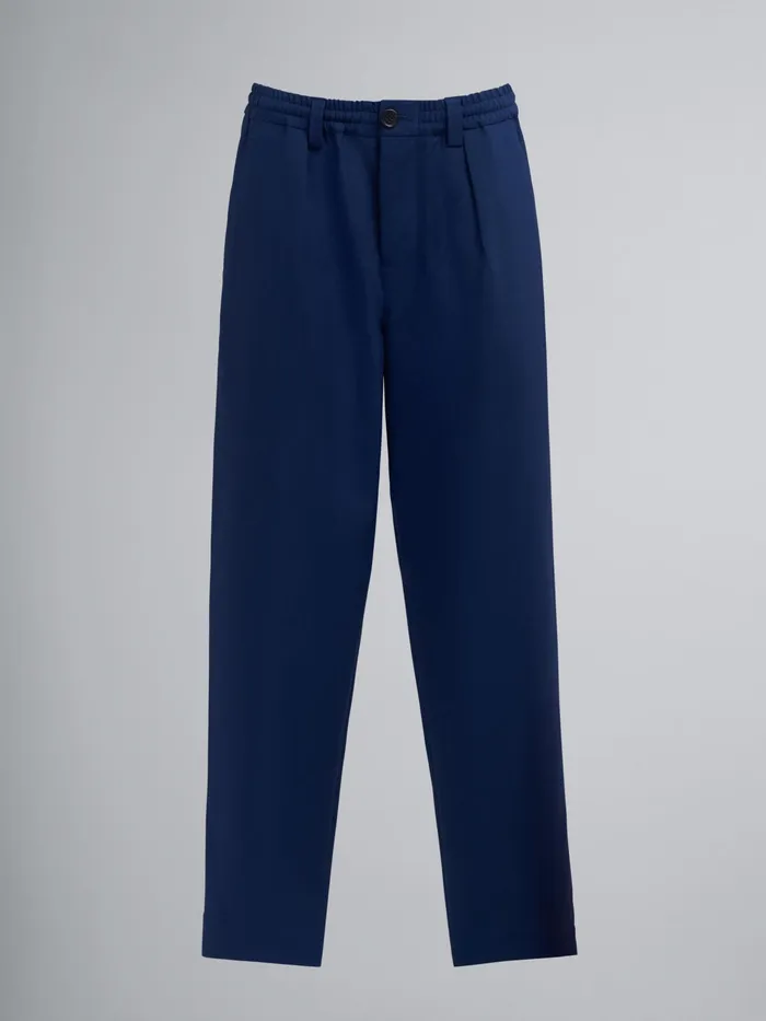 Marni Blue Tropical Wool Trousers Light Navy Womens Pants
