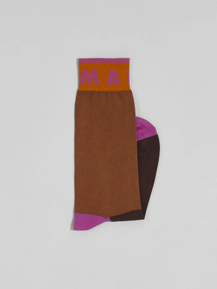 Marni Brown Blueblack And Pink Cotton And Nylon Sock Tobacco Womens Socks Marni Brown Blueblack And Pink Cotton And Nylon Sock Tobacco Womens Socks