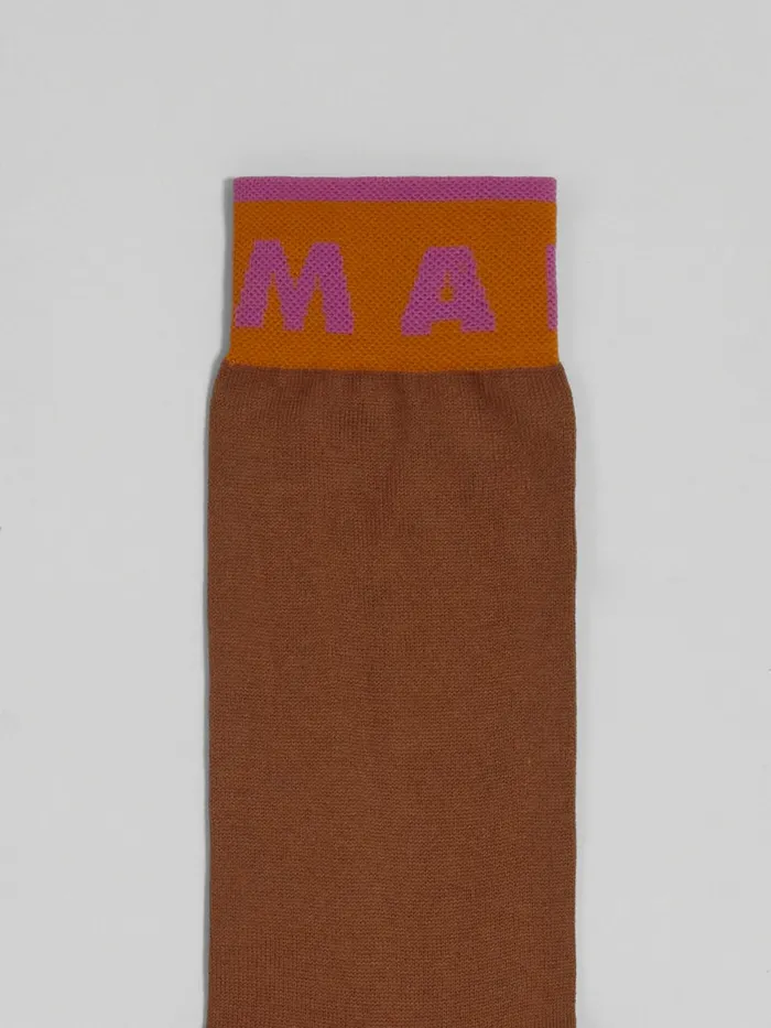 Marni Brown Blueblack And Pink Cotton And Nylon Sock Tobacco Womens Socks Marni Brown Blueblack And Pink Cotton And Nylon Sock Tobacco Womens Socks