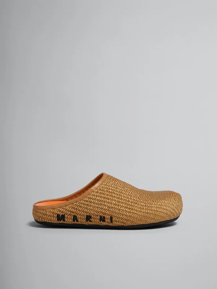 Marni Brown Raffia And Leather Fussbett Sabot Raw Siena Womens Flats