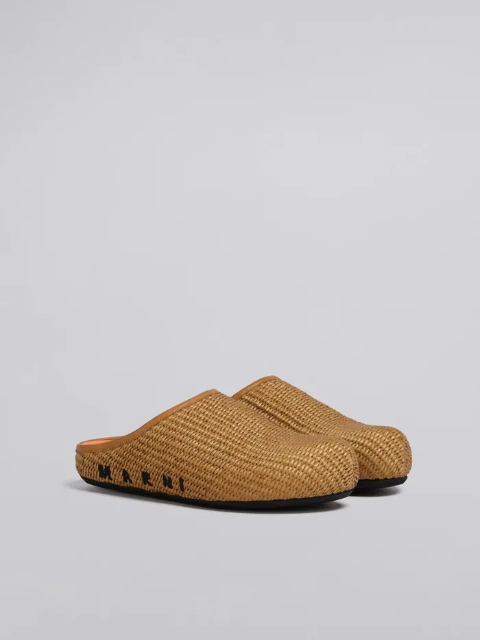 Marni Brown Raffia And Leather Fussbett Sabot Raw Siena Womens Flats Marni Brown Raffia And Leather Fussbett Sabot Raw Siena Womens Flats