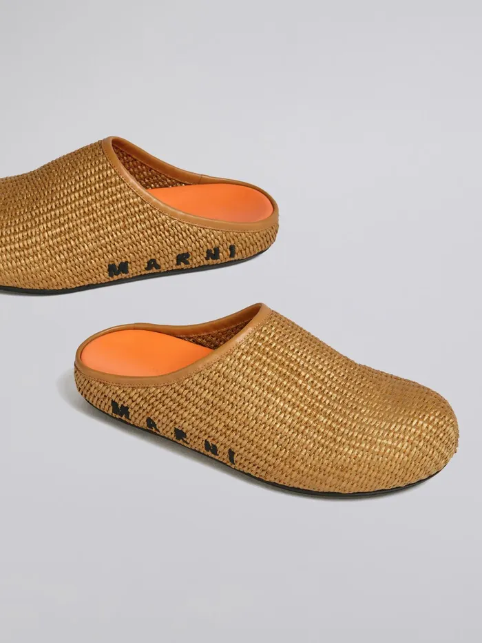 Marni Brown Raffia And Leather Fussbett Sabot Raw Siena Womens Flats Marni Brown Raffia And Leather Fussbett Sabot Raw Siena Womens Flats