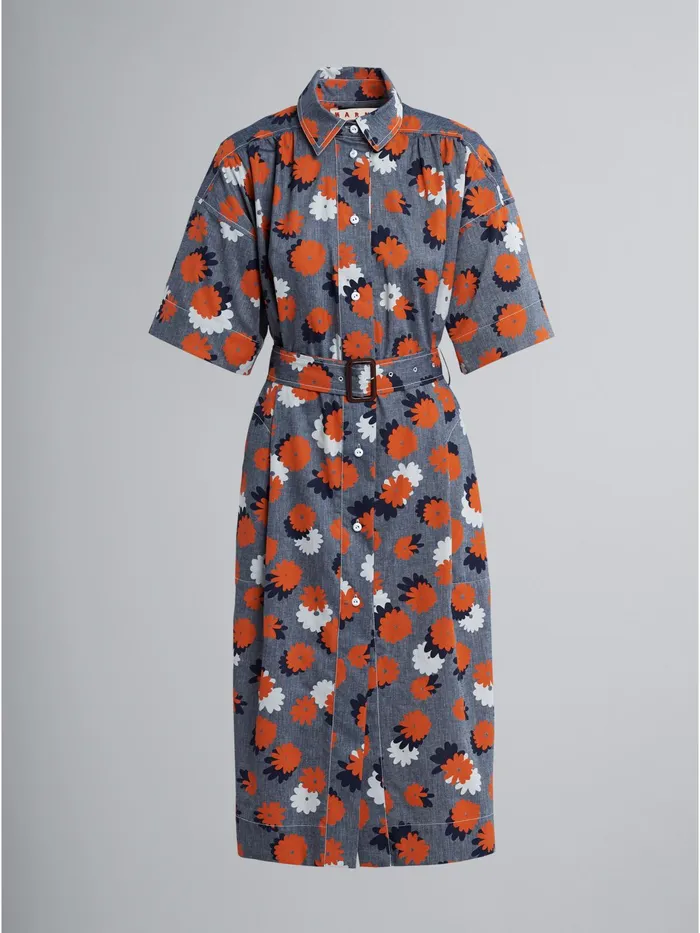 Marni Daisies Party Print Chambray Dress Opal Womens Dresses