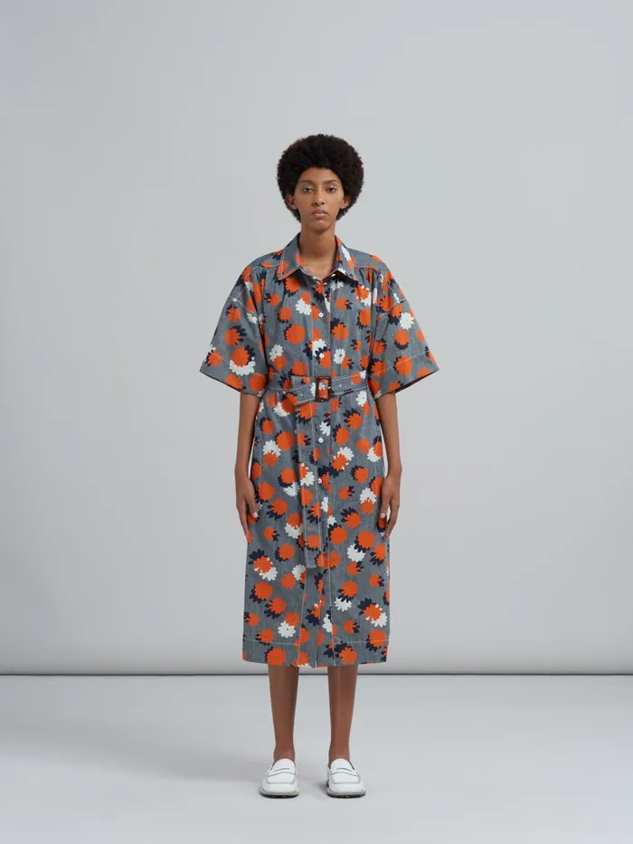 Marni Daisies Party Print Chambray Dress Opal Womens Dresses Marni Daisies Party Print Chambray Dress Opal Womens Dresses