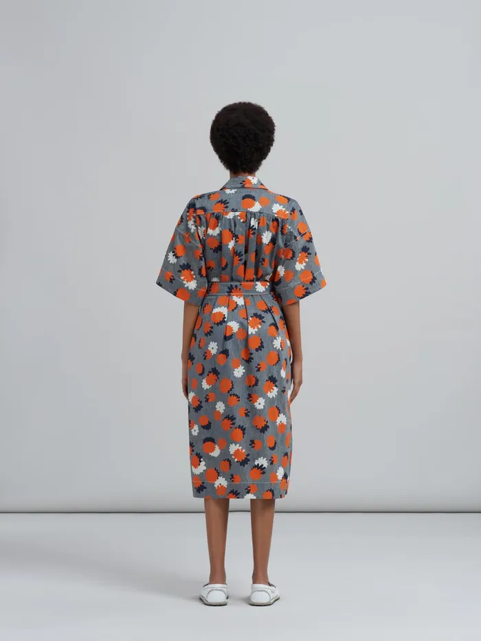 Marni Daisies Party Print Chambray Dress Opal Womens Dresses Marni Daisies Party Print Chambray Dress Opal Womens Dresses
