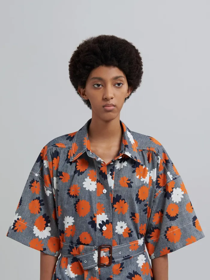 Marni Daisies Party Print Chambray Dress Opal Womens Dresses Marni Daisies Party Print Chambray Dress Opal Womens Dresses