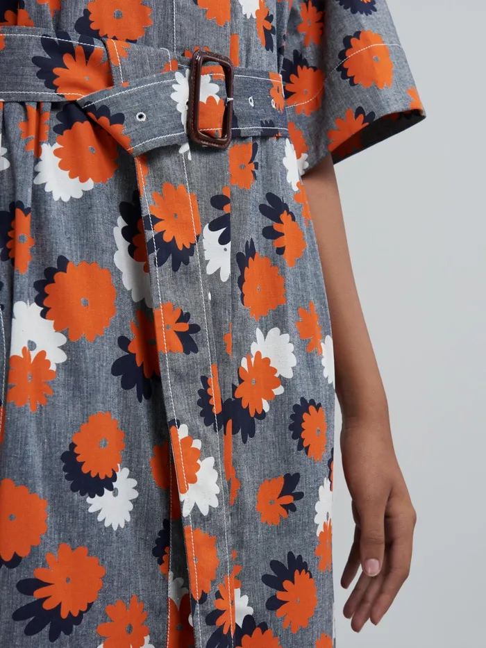 Marni Daisies Party Print Chambray Dress Opal Womens Dresses Marni Daisies Party Print Chambray Dress Opal Womens Dresses