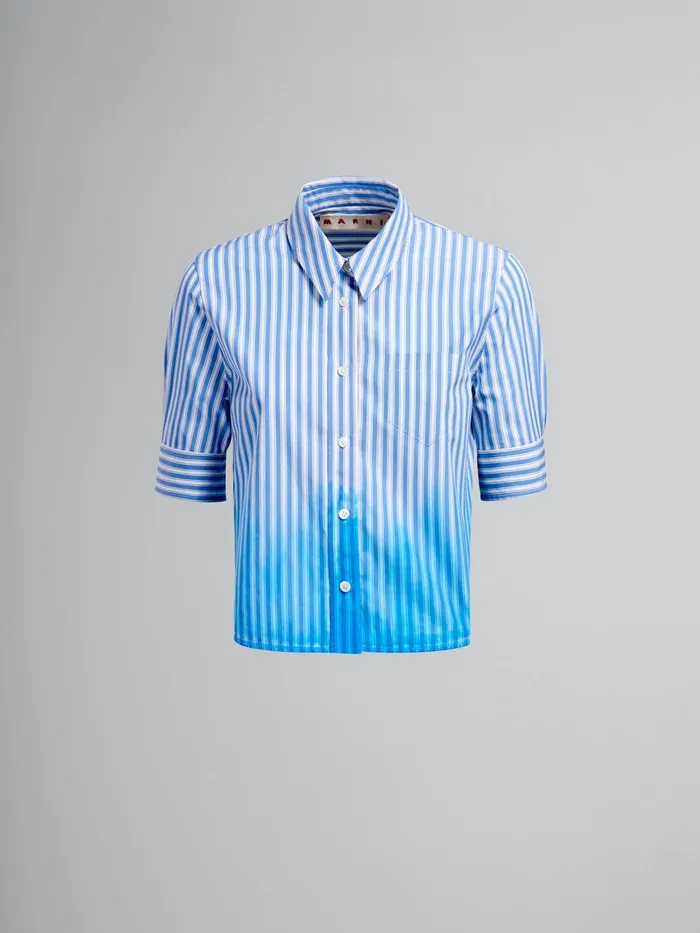 Marni Dipdyed Poplin Shirt Iris Blue Womens Tops and Shirts