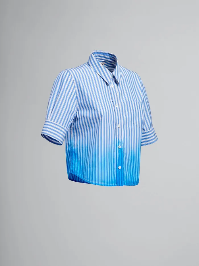 Marni Dipdyed Poplin Shirt Iris Blue Womens Tops and Shirts Marni Dipdyed Poplin Shirt Iris Blue Womens Tops and Shirts