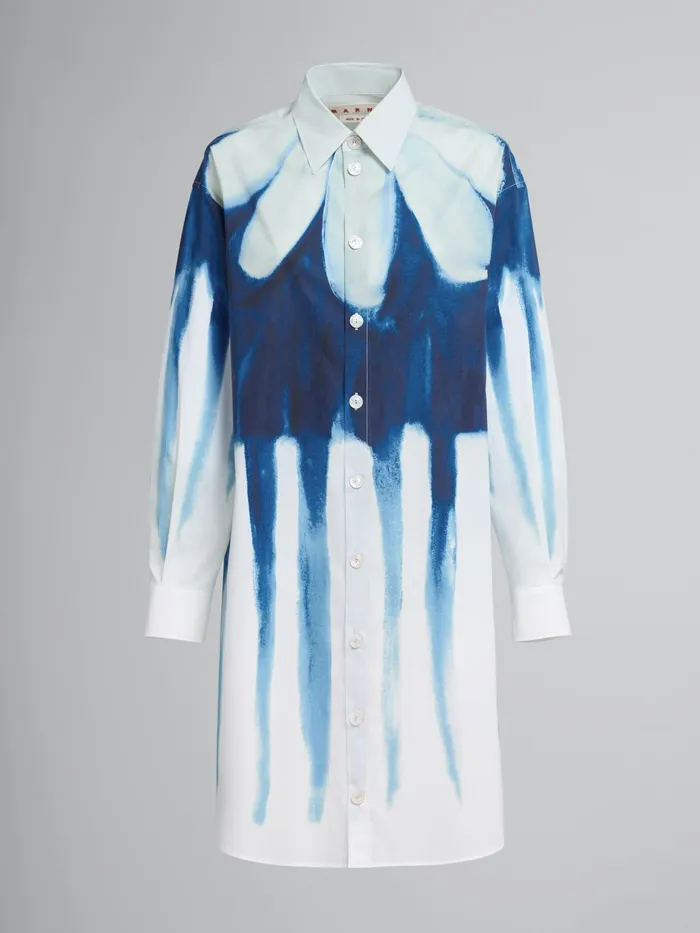 Marni Dripping Daisy Poplin Chemisier Dress Royal Womens Dresses