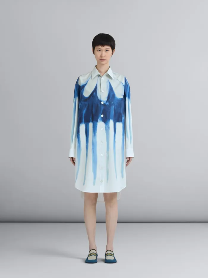 Marni Dripping Daisy Poplin Chemisier Dress Royal Womens Dresses Marni Dripping Daisy Poplin Chemisier Dress Royal Womens Dresses