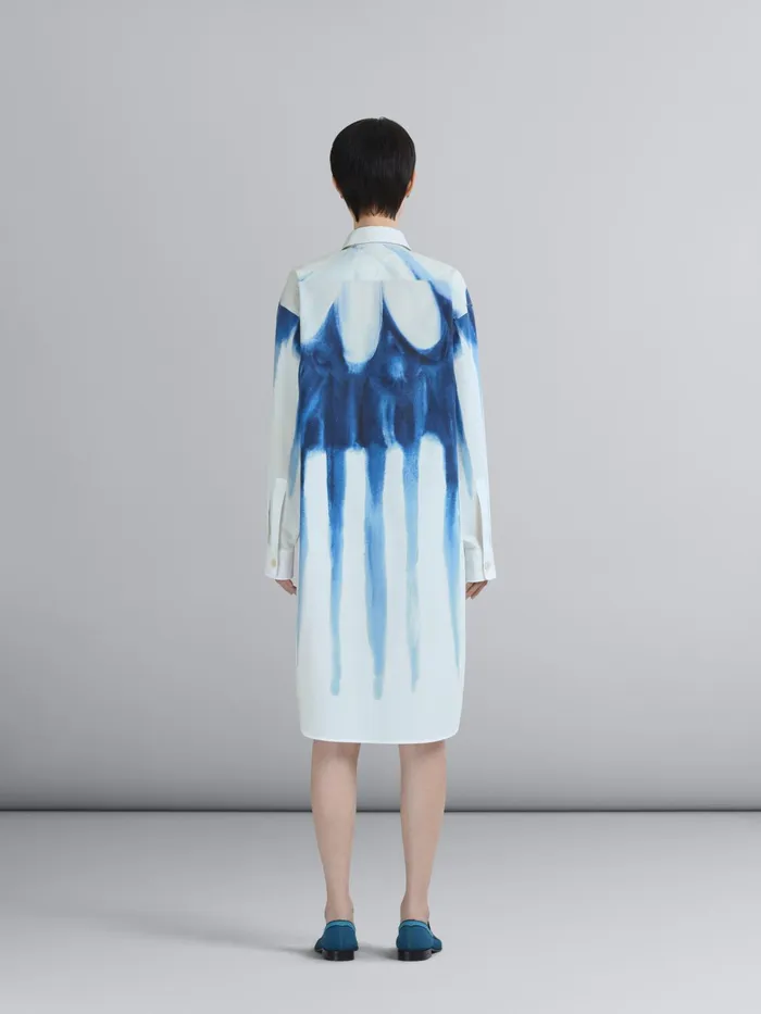 Marni Dripping Daisy Poplin Chemisier Dress Royal Womens Dresses Marni Dripping Daisy Poplin Chemisier Dress Royal Womens Dresses