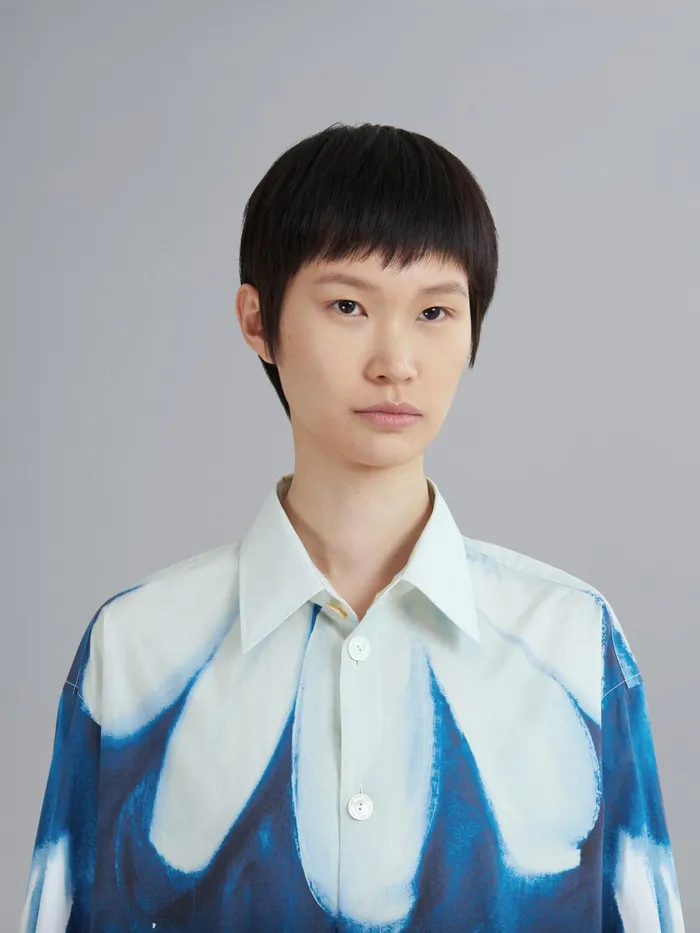Marni Dripping Daisy Poplin Chemisier Dress Royal Womens Dresses Marni Dripping Daisy Poplin Chemisier Dress Royal Womens Dresses