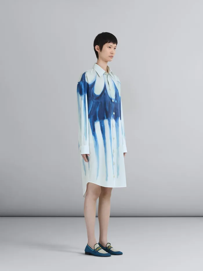 Marni Dripping Daisy Poplin Chemisier Dress Royal Womens Dresses Marni Dripping Daisy Poplin Chemisier Dress Royal Womens Dresses