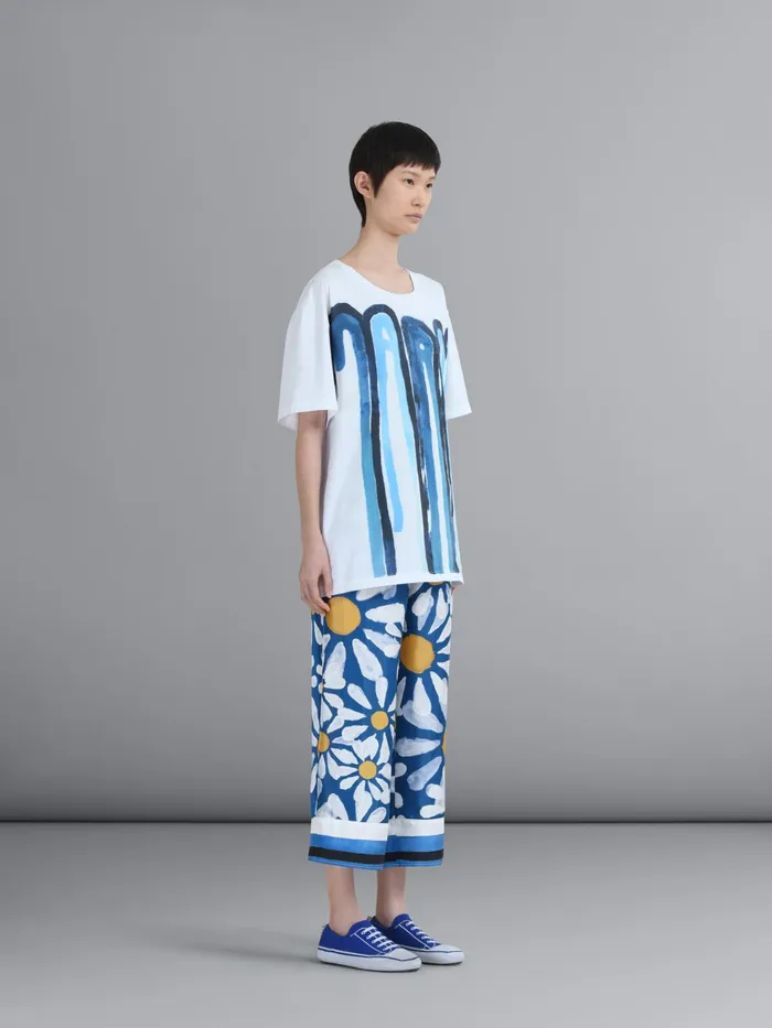 Marni Dripping Logo Jersey Tshirt Bluette Womens Sweatshirts and TShirts Marni Dripping Logo Jersey Tshirt Bluette Womens Sweatshirts and TShirts