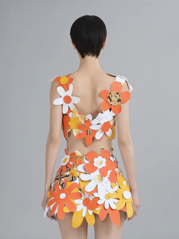 Marni Embroidered Leather Flowers Top Gold Womens Tops and Shirts Marni Embroidered Leather Flowers Top Gold Womens Tops and Shirts