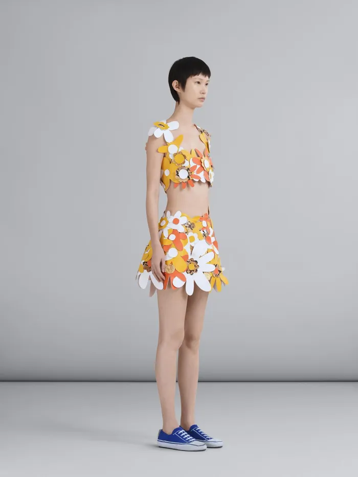 Marni Embroidered Leather Flowers Top Gold Womens Tops and Shirts Marni Embroidered Leather Flowers Top Gold Womens Tops and Shirts