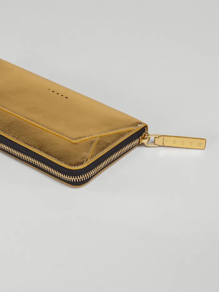 Marni Gold Metallic Leather Ziparound Wallet Gold Sand Womens Wallets and Small Leather Goods Marni Gold Metallic Leather Ziparound Wallet Gold Sand Womens Wallets and Small Leather Goods